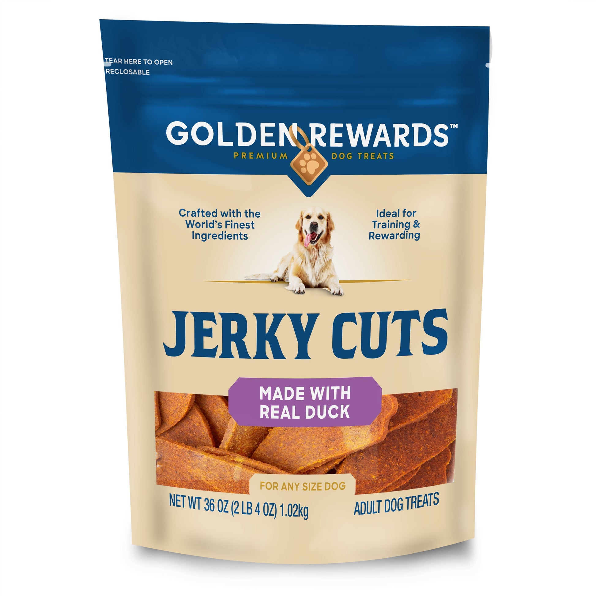 Adult Dry Dog Jerky Cut Treats with Real Duck, 36 Oz Bag