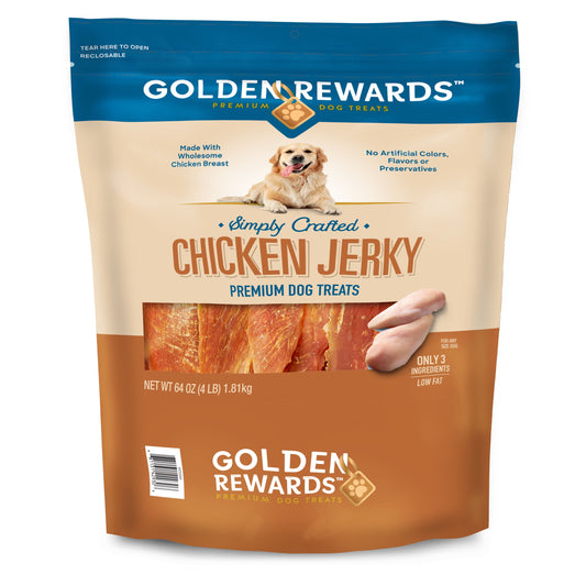 Chicken Flavor Premium Dry Jerky Treats for All Dogs, 64 Oz