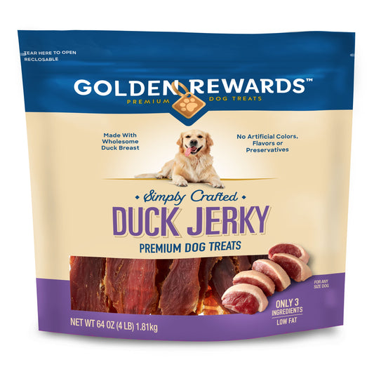 Duck Flavor Premium Dry Jerky Treats for All Dogs, 64 Oz