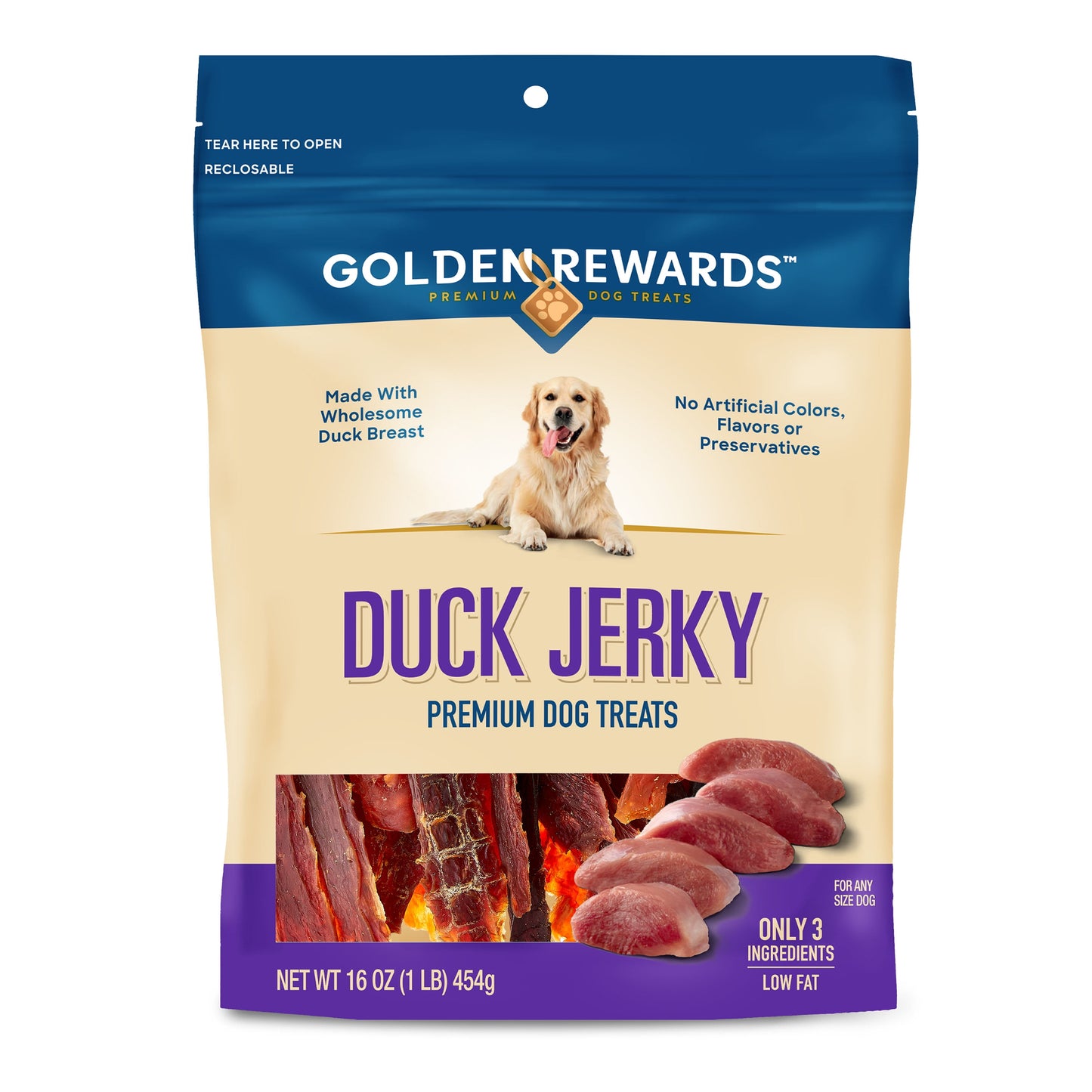 Duck Jerky Premium Treats for Dogs, 16 Oz Bag