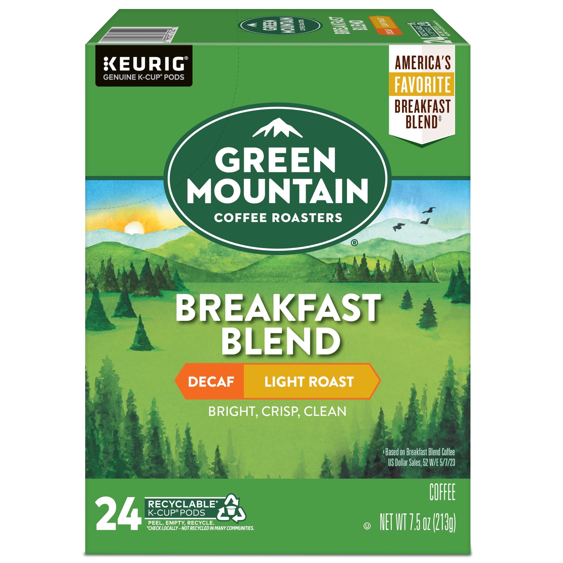 , Decaf Breakfast Blend Light Roast K-Cup Coffee Pods, 24 Count