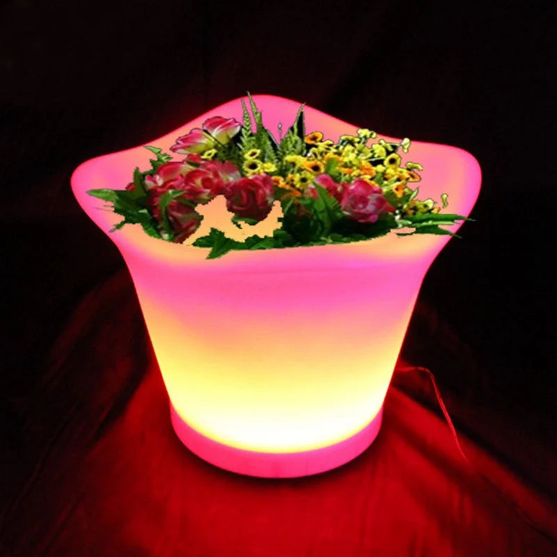 Glowing lighting LED flower pots RGB led flower pot ,led round vase,LED beer barrel L32*W32*H27.2cm Free Shipping 10pcs/Lot