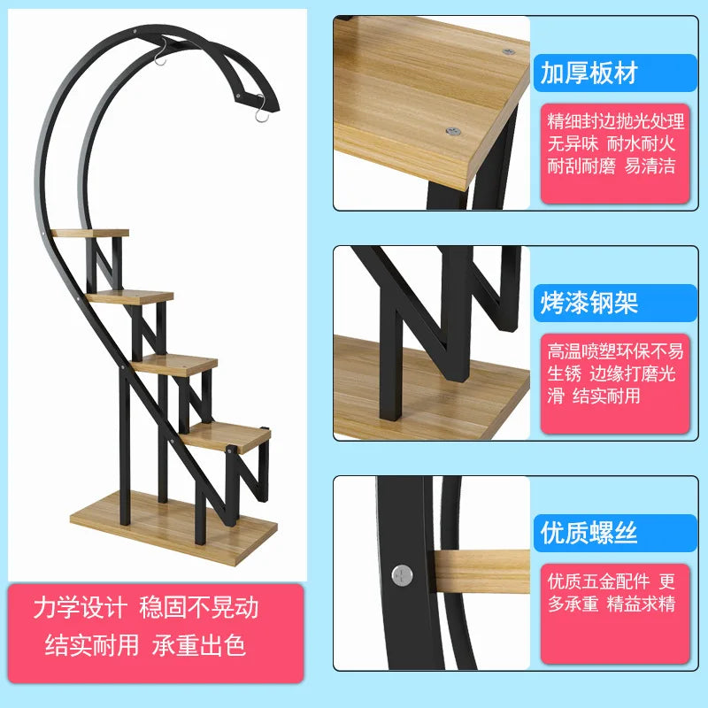 Metal Plant Stand Flower Planter Rack Pot Holder Multi-Layer Plant Display Shelf Organizer Heart-Shaped Plant Stands for Outdoor