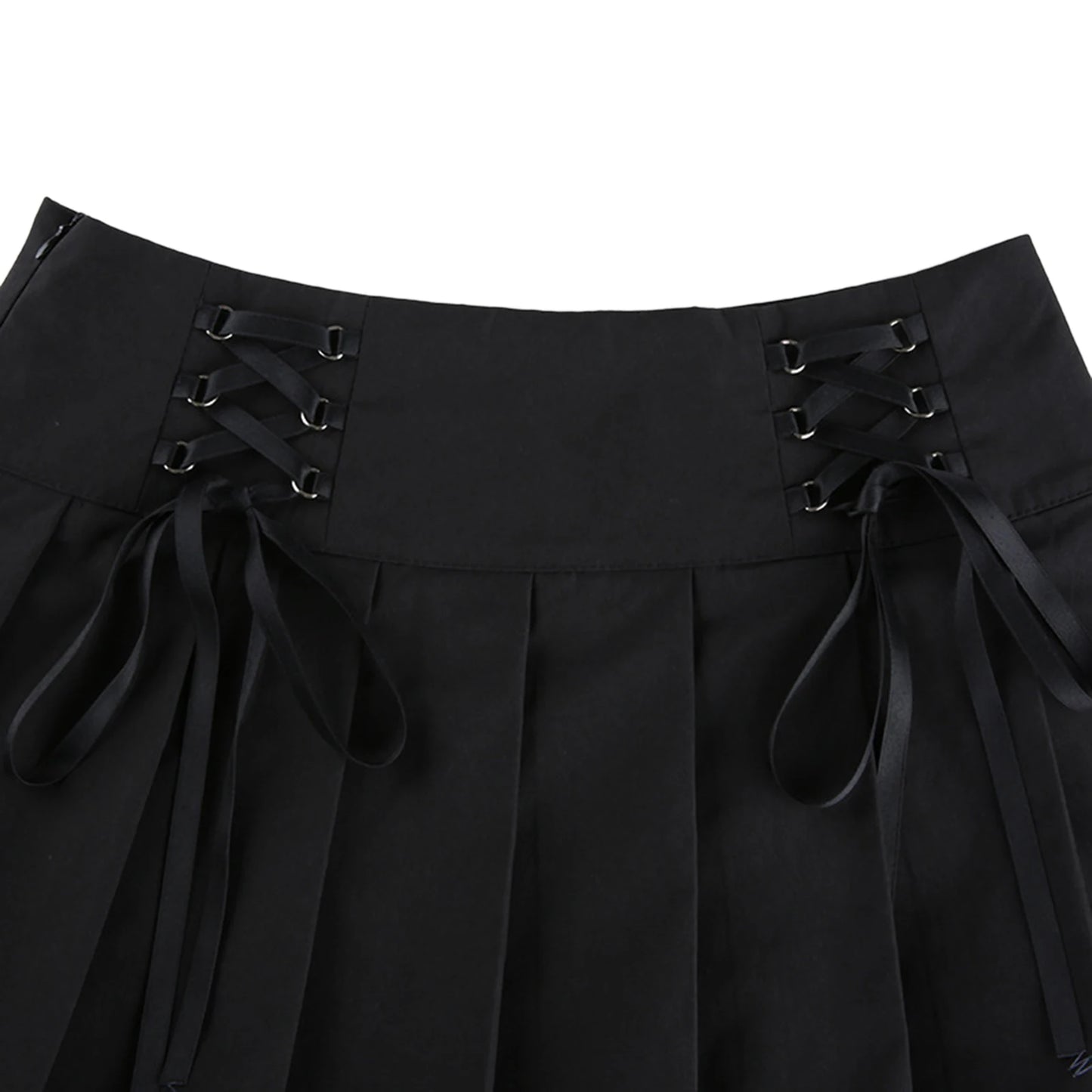 Lace Up Goth Y2K Pleated Skirt Woman Punk Style Dark Academia Aesthetic Vintage 90s Streetwear Black Dance Mini Skirts