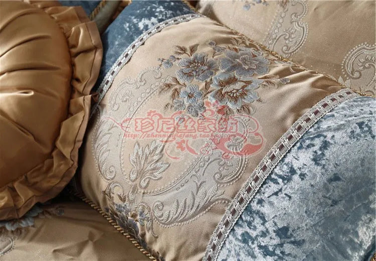 10Pcs Beige Bedspread Luxury Bedding Set Cotton Bed Skirt Duvet Cover Set King Size Pillow Case