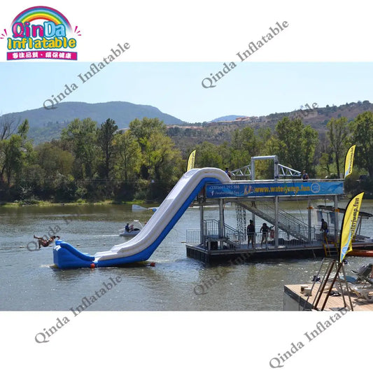 Portable Inflatable Boat Dock Slides,inflatable Floating Yacht Slide With Down-up Slide