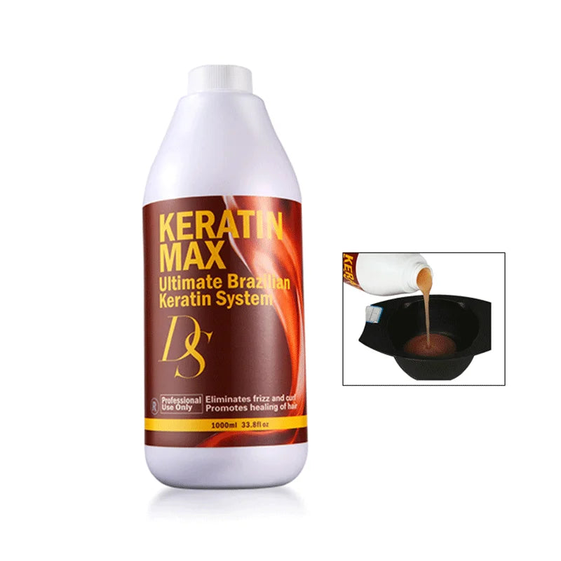 1000ml DS Max 5% Formalin Keratin Treatment+500ml Purifying Shampoo+Daily Shampoo and Conditioner For Hair Straighten and Repair