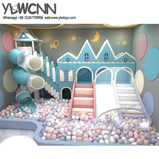 YLWCNN Indoor Playground Park Kids Spiral Tube Slide Ball Pool Pit Amusement Play Equipment Customized Soft Ladder Slide Park