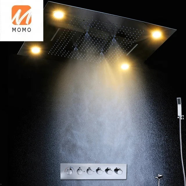 led rain mist waterfall shower head 600x800mm thermostatic high flow shower system