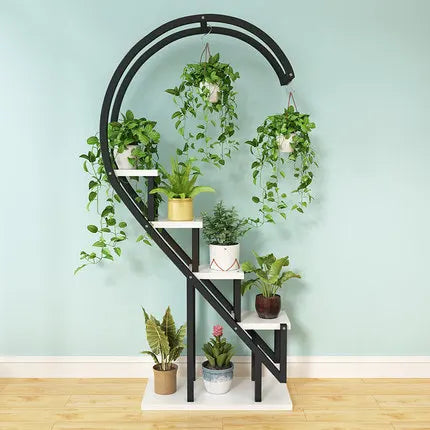 Metal Plant Stand Flower Planter Rack Pot Holder Multi-Layer Plant Display Shelf Organizer Heart-Shaped Plant Stands for Outdoor