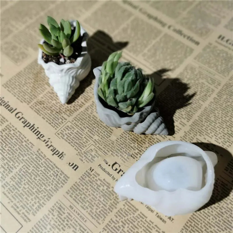 New Silicone Planter Molds Concrete Plaster Pot Molds Resin Conch Molds Jewelry Conch Tray Molds DIY Flower Pot molds