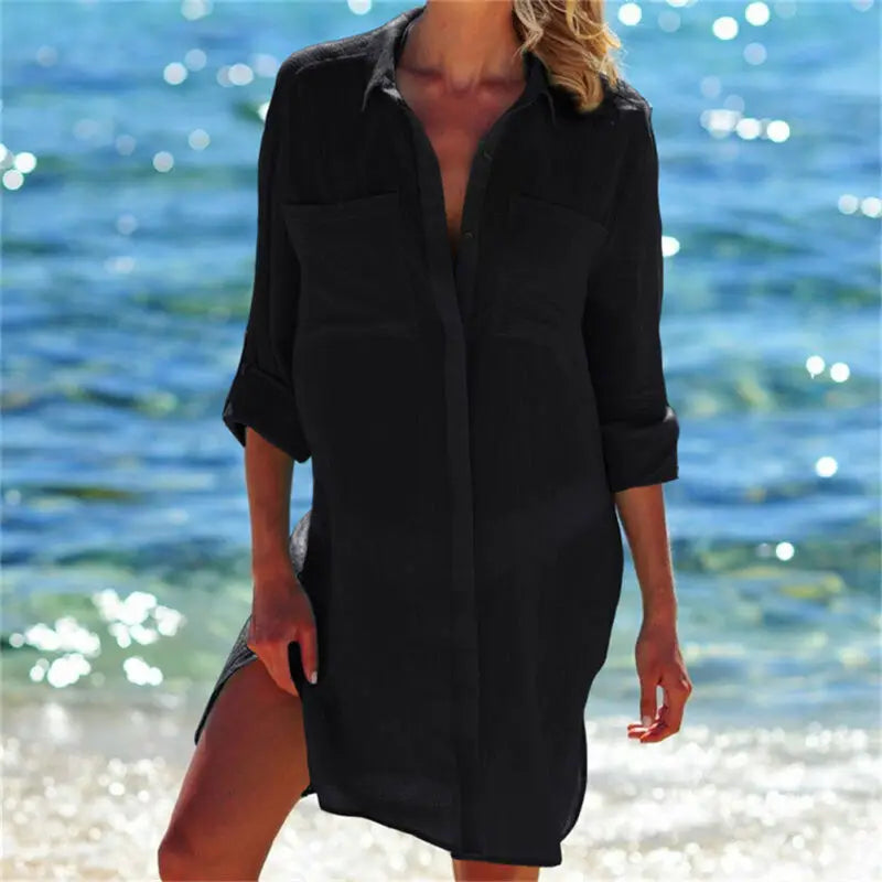 Hot 2019 Cotton Tunics for Beach Women Swimsuit Cover-ups Woman Swimwear Beach Cover up Beachwear Mini Dress Saida de Praia