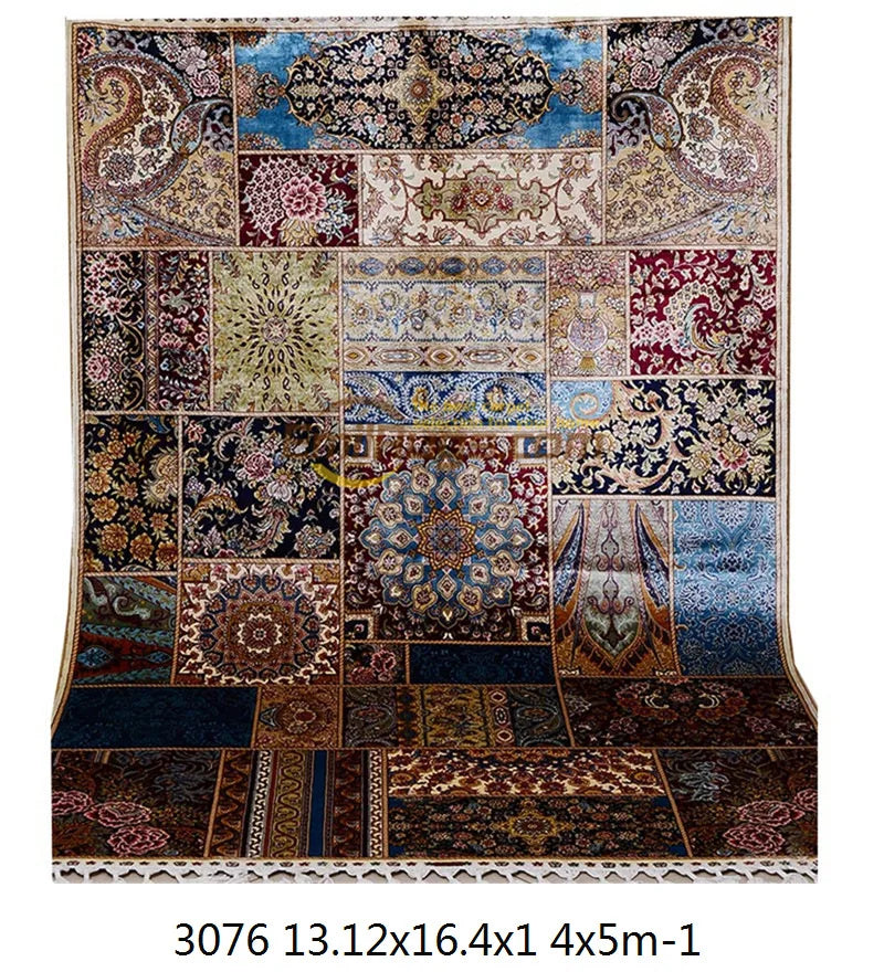 Large Blue Natural Silk Hand Knotted Estate Floor Carpet Persian Area Rug