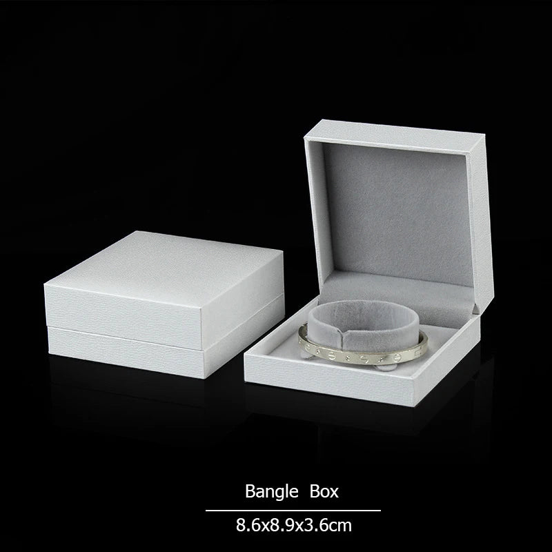 Wholesale Ring Earrings Jewelry Packaging Box for Business Superior Gift Necklace Ear Studs Bracelet Bangle Storage Box White