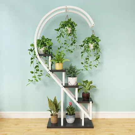 Metal Plant Stand Flower Planter Rack Pot Holder Multi-Layer Plant Display Shelf Organizer Heart-Shaped Plant Stands for Outdoor