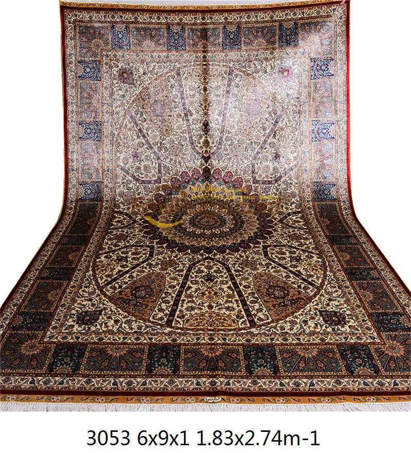 Large Blue Natural Silk Hand Knotted Estate Floor Carpet Persian Area Rug