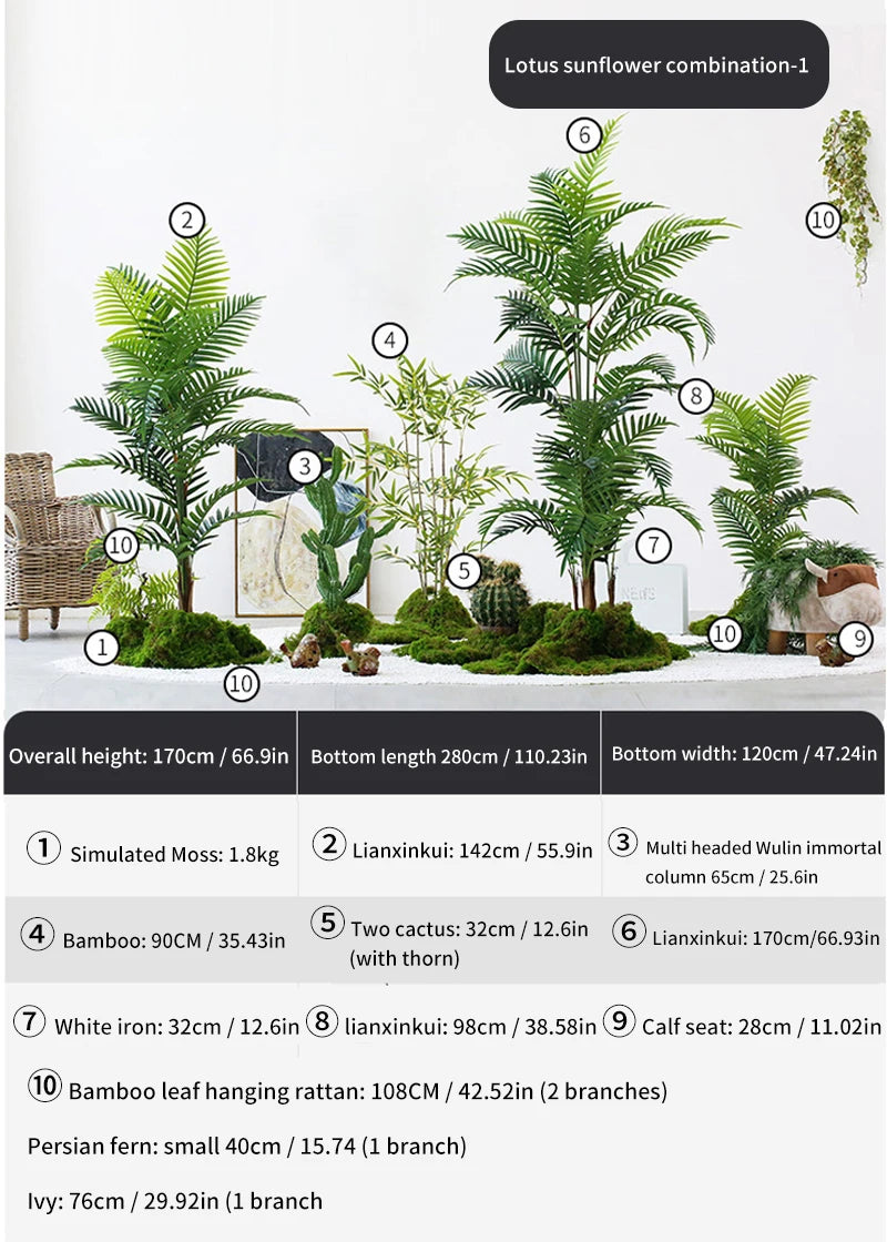 Simulated green plants decorate large area under the stairs landscape home hotel indoor potted plant ornaments