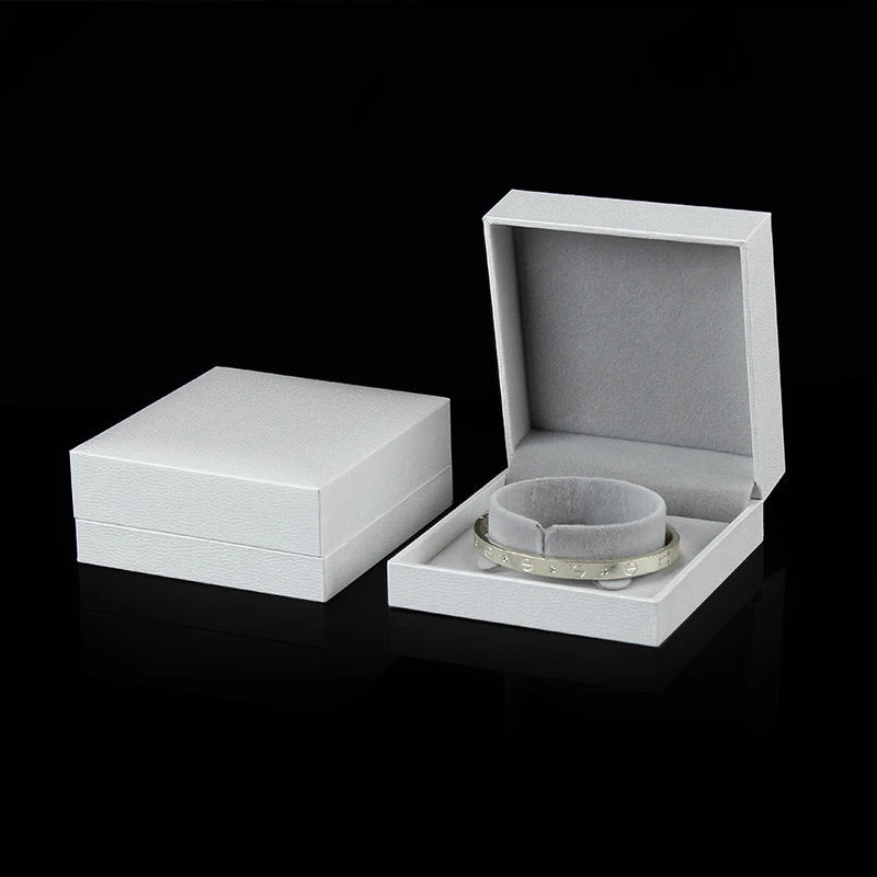 Wholesale Ring Earrings Jewelry Packaging Box for Business Superior Gift Necklace Ear Studs Bracelet Bangle Storage Box White