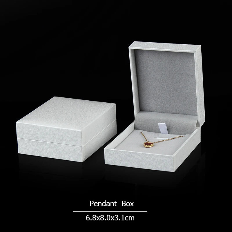 Wholesale Ring Earrings Jewelry Packaging Box for Business Superior Gift Necklace Ear Studs Bracelet Bangle Storage Box White