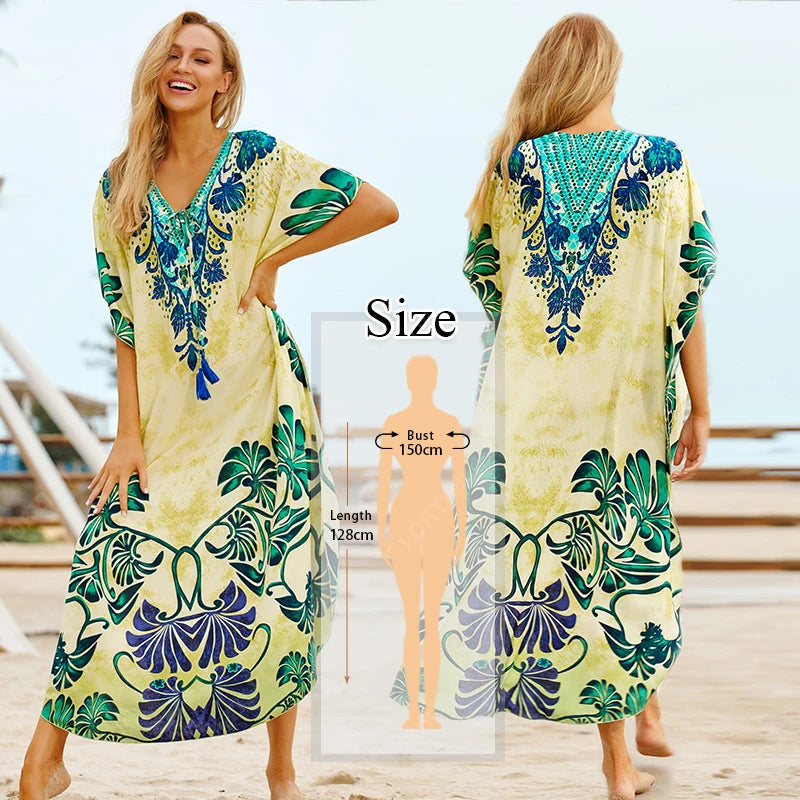 Embroidered Short Sleeve Summer Dress Cotton  Women Beachwear Swimsuit Cover Up