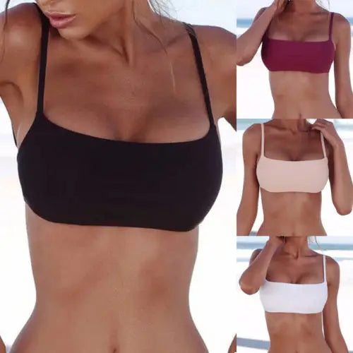 Solid Bikini Tops Women Bandeau Bikini Separates Girls Beachwear Only Top Female Sunthing Bthing Wear Swimwear Swimsuit Top