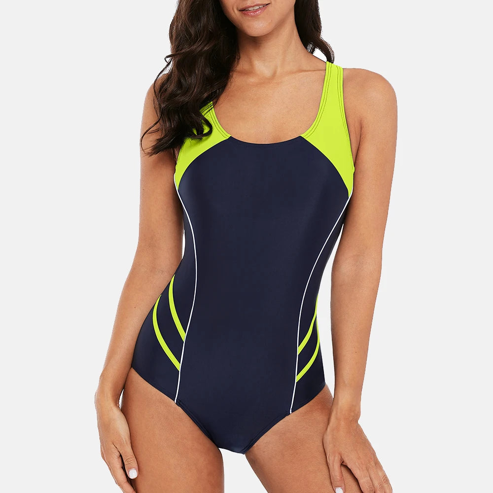 One Piece Women Sports Swimwear Sports Swimsuit  Beachwear fitness slim Bathing Suit Bikini