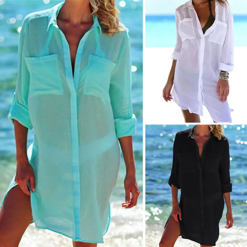 Hot 2019 Cotton Tunics for Beach Women Swimsuit Cover-ups Woman Swimwear Beach Cover up Beachwear Mini Dress Saida de Praia