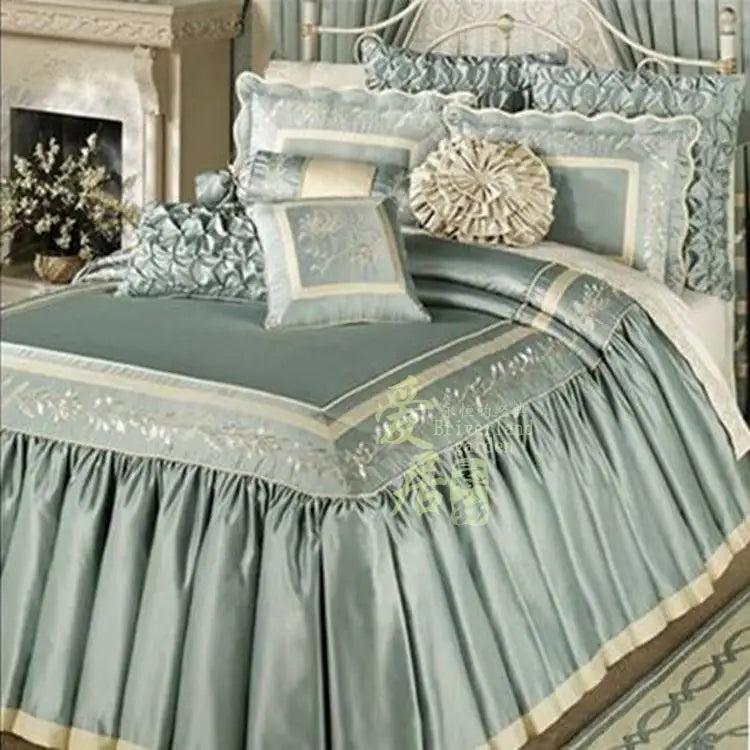 12Pcs Princess Blue Bedding Set King Size Cotton Satin INS Bedspread Bed Linen For Bedroom Duvet Cover Bed Sheet Bed Sheet Set