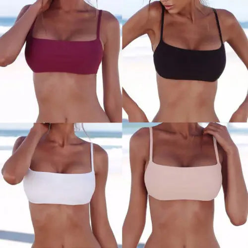 Solid Bikini Tops Women Bandeau Bikini Separates Girls Beachwear Only Top Female Sunthing Bthing Wear Swimwear Swimsuit Top