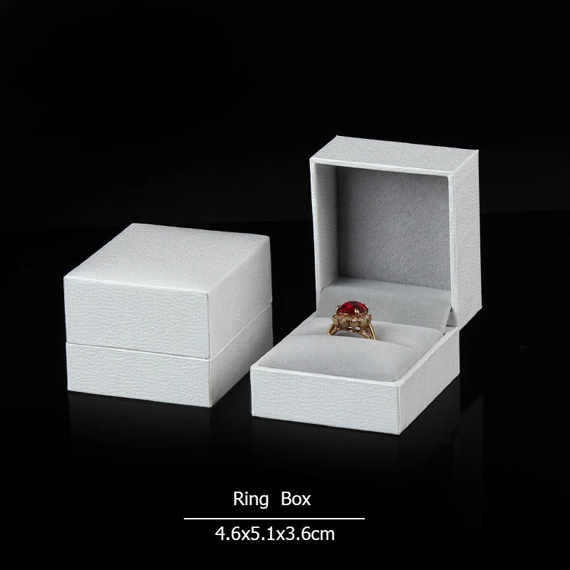 Wholesale Ring Earrings Jewelry Packaging Box for Business Superior Gift Necklace Ear Studs Bracelet Bangle Storage Box White