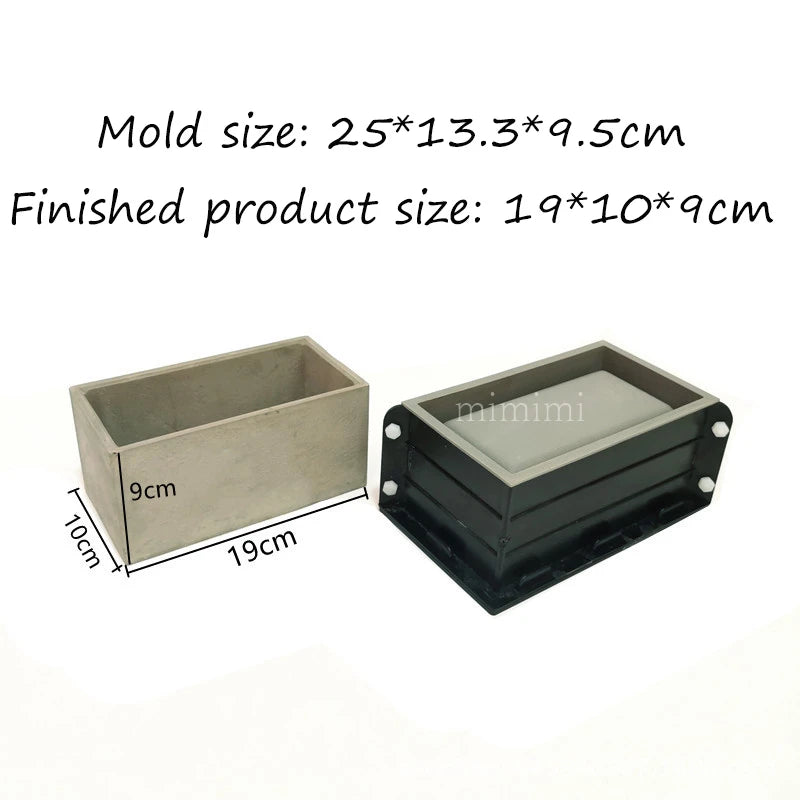 New Rectangular Concrete Silicone Mold Double-layer Design Cement Flower Pot Mold Succulents Gardening Planting