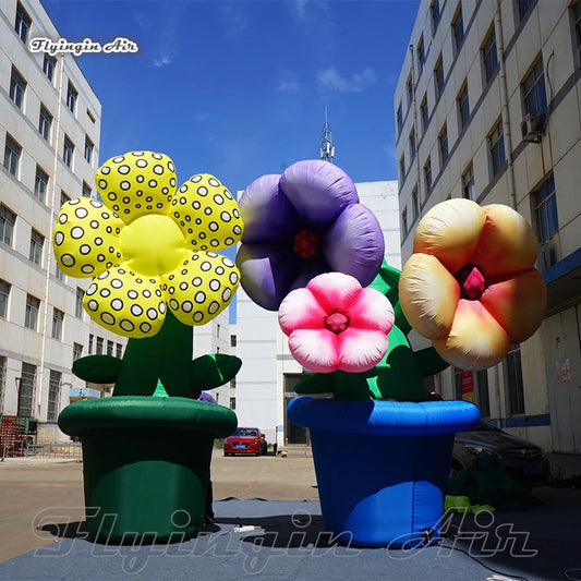 Simulated Inflatable Potted Plant Flower 3.5m High Colorful Strange Blooming Sun Flower For Theater Stage Decoration