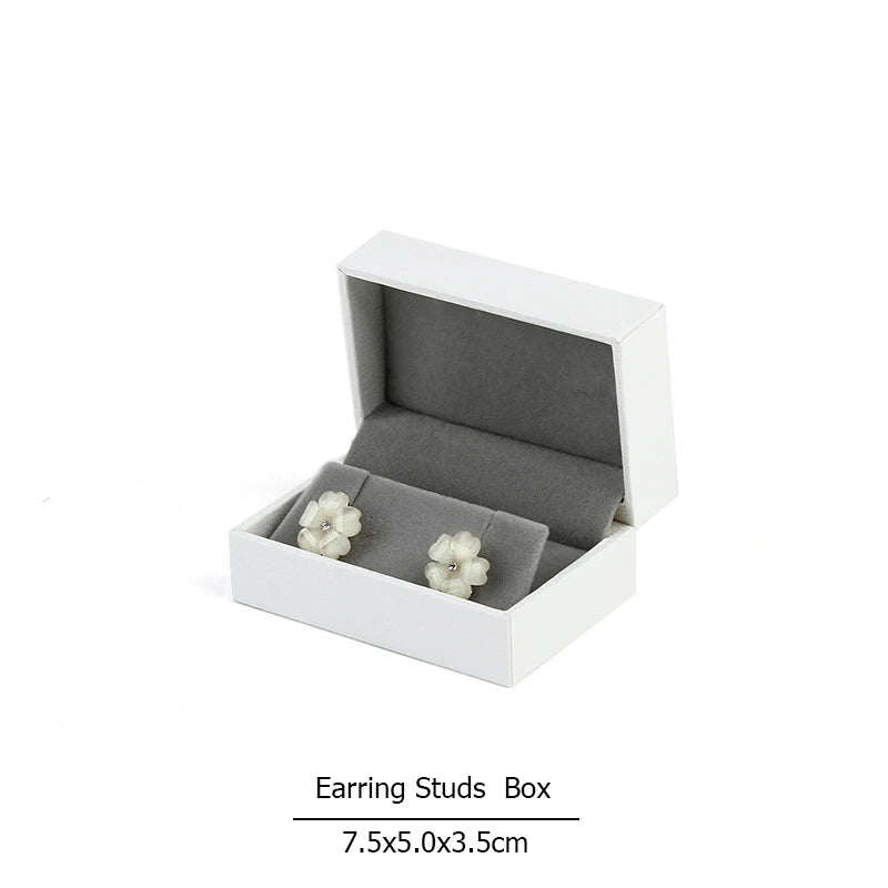 Wholesale Ring Earrings Jewelry Packaging Box for Business Superior Gift Necklace Ear Studs Bracelet Bangle Storage Box White