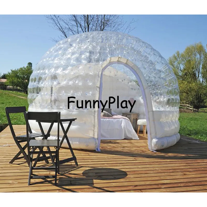 giant Family Camping Backyard hotel exhibition,luxury air tight inflatable house tents,clear camping bubble tent ship by sea