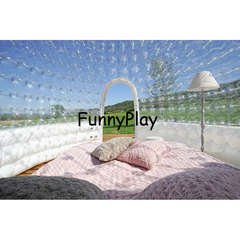 giant Family Camping Backyard hotel exhibition,luxury air tight inflatable house tents,clear camping bubble tent ship by sea