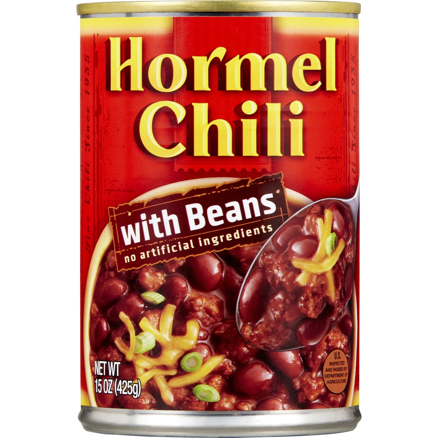 Chili with Beans, Beef, No Artificial Ingredients, 15 Oz Steel Can (4 Pack)