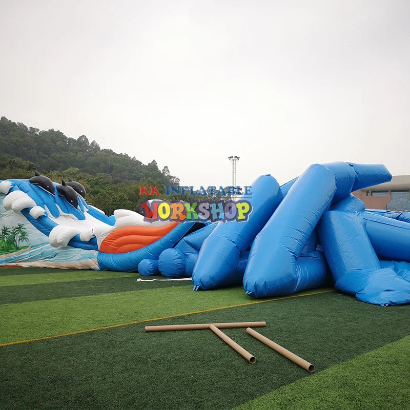 Oman Style Commercial Inflatable Dragon Flying Water Slide Combo Long Water Slide With Landing Pool