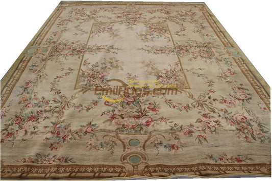 One Of A Kind Savonnerie Carpet Unique Savonnerie Needle-point Hand-woven Wool Rug Handmade Traditional