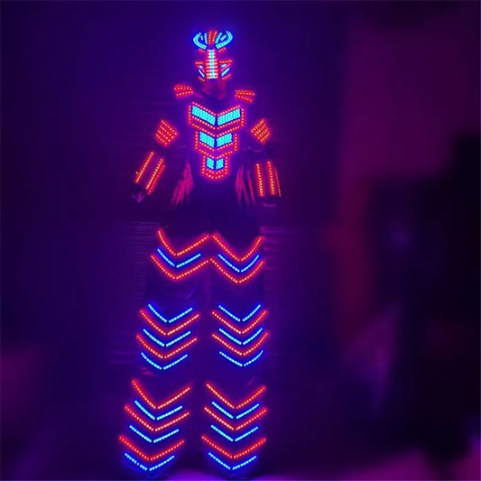 RE25 Bar singer perform led robot men suit sj stage stilts costumes RGB colorful light led men wear luminous armor clothe dj led