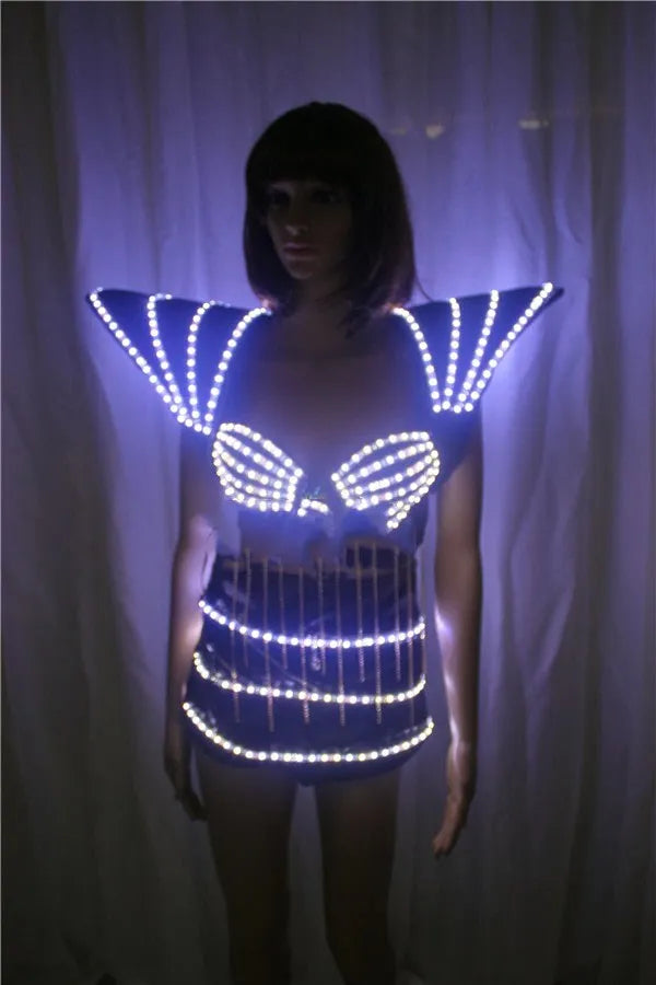 Fashion LED luminous bra shoulder Night bar performance props Stage performance women's clothing laser clothes