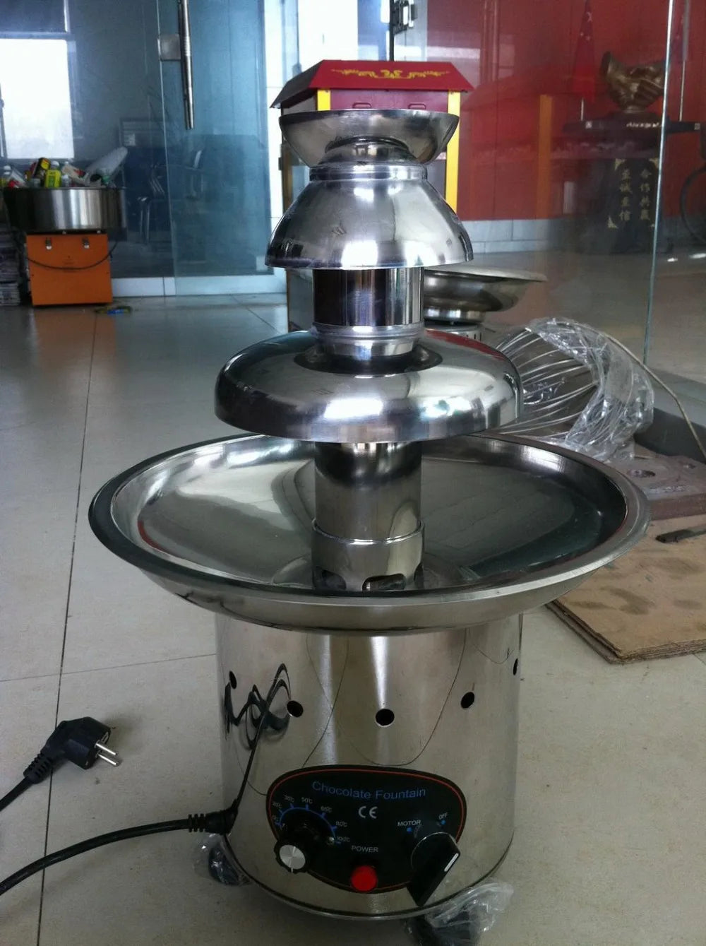 Stainless steel magnetic field impeller thermostat commercial four-layer chocolate fountain waterfall machine