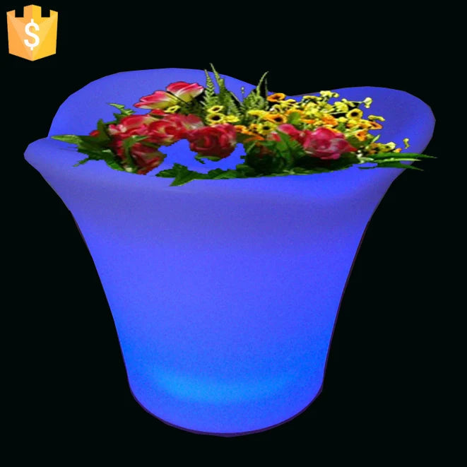 L32*W32*H28cm Modern LED Lighting Planter rechargeable color changing light up flower pots with remote control 10pcs/Lot