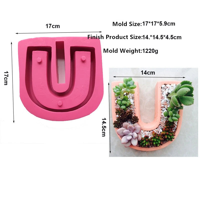 I Love U Heart Shape DIY Clay Cementsilica Silicone Mold Plants Succulent Flower Pot Mould Cement Molds Silicone Concrete Decor