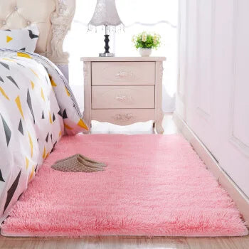 Thickened washed silk hair non-slip carpet living room coffee table blanket Bedroom bedside mat yoga rugs solid color plush rug