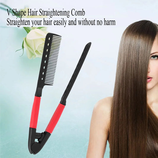 2 PCS Beauty Hair Comb Hair  Straightening Comb Brush V Shape Folding Salon Hairdress Styling Tool Dress Up