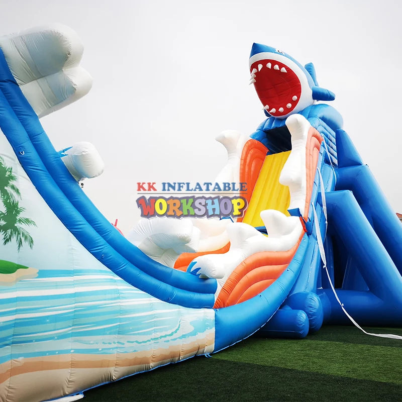 Oman Style Commercial Inflatable Dragon Flying Water Slide Combo Long Water Slide With Landing Pool