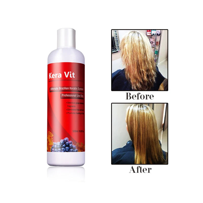 Straighten Curly Hair Brazilian Grape Keratin with N 5% Formalin + Purifying Shampoo + Daily Conditioner