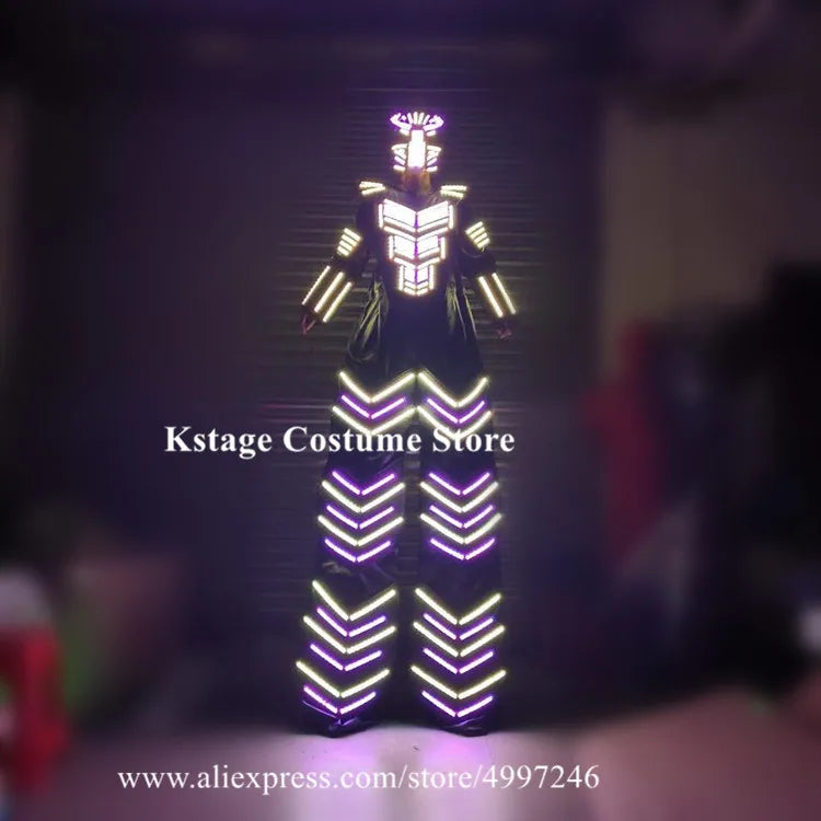 RE25 Bar singer perform led robot men suit sj stage stilts costumes RGB colorful light led men wear luminous armor clothe dj led