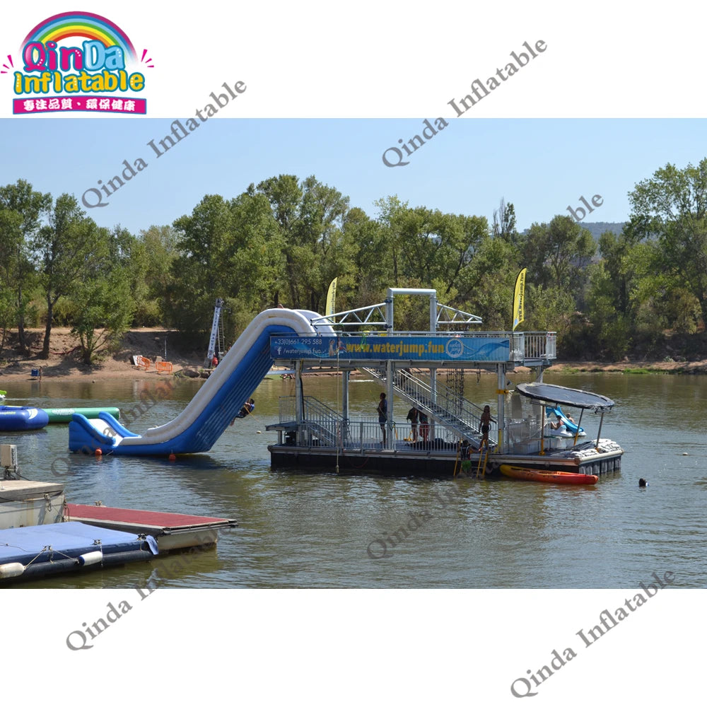 Commercial Garde Portable Inflatable Boat Dock Slides,inflatable Floating Yacht Slide With Down-up Slide