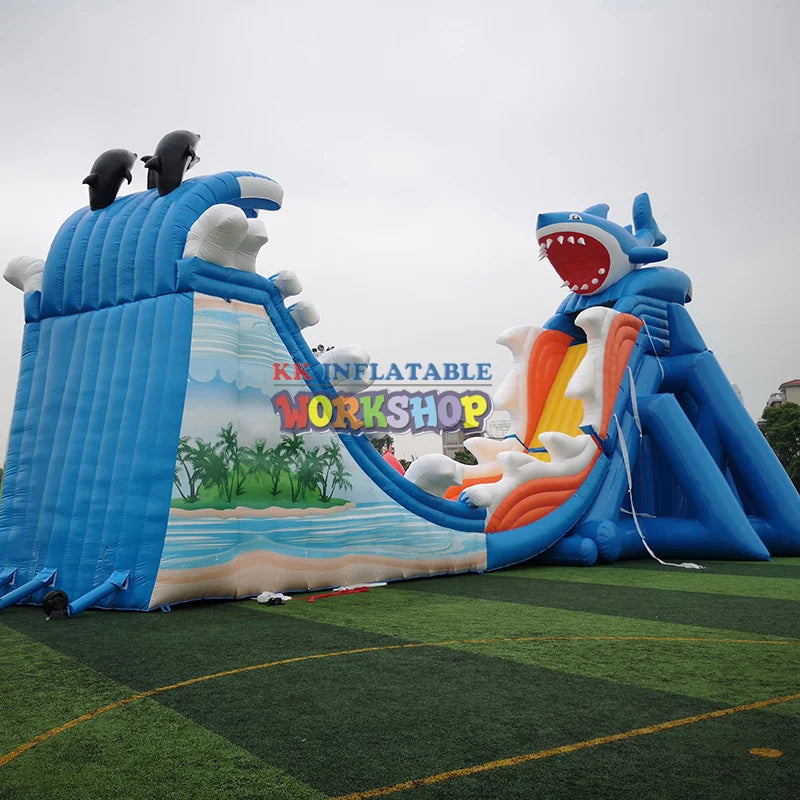 Oman Style Commercial Inflatable Dragon Flying Water Slide Combo Long Water Slide With Landing Pool